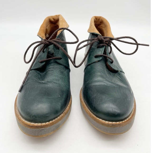 Green Soft Leather Lace Up Bootie Shoe.  Size 39 - Picture 2 of 7
